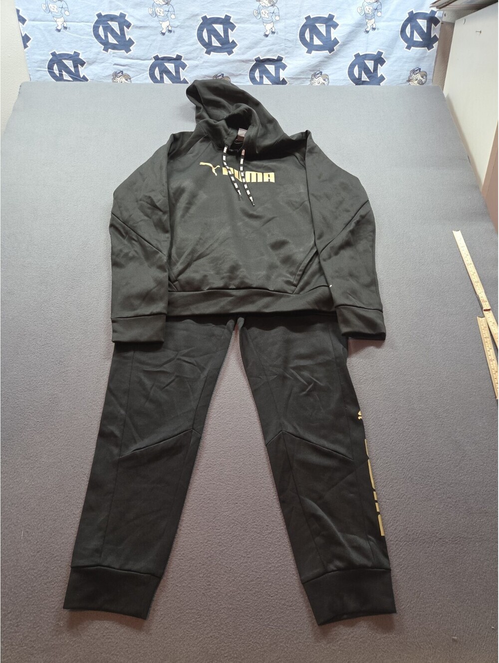 women's black hoodie and jogger sweatpants set by Puma size S